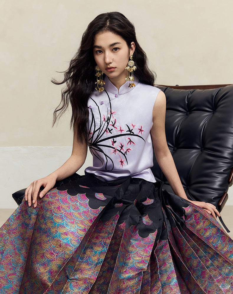 HECO sleeveless purple black white vest top women - waters.