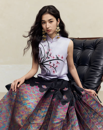 HECO sleeveless purple black white vest top women - waters.