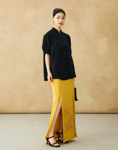 HECO Chinese style jacquard bubble summer silk cross-body top - PERFECT .