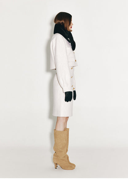 ATELIER MISS LU Vintage Cut-out Sheep Wool Double-faced Tweed Jacket - MARIA