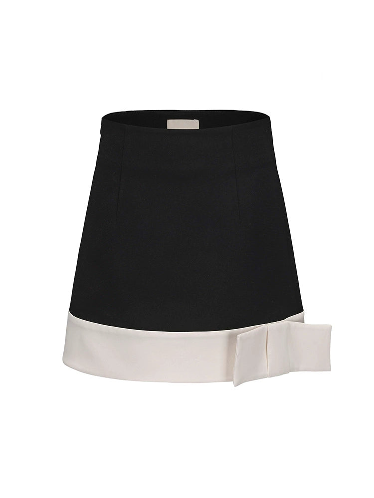 ATELIER MISS LU hem ribbon design contrast mini-A-line skirt - STEPHANIE.