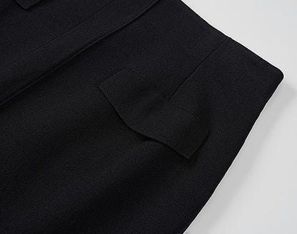 COMME MOI Lu Yan designer's new women's black knitted skirt with a center slit - ACCEES.