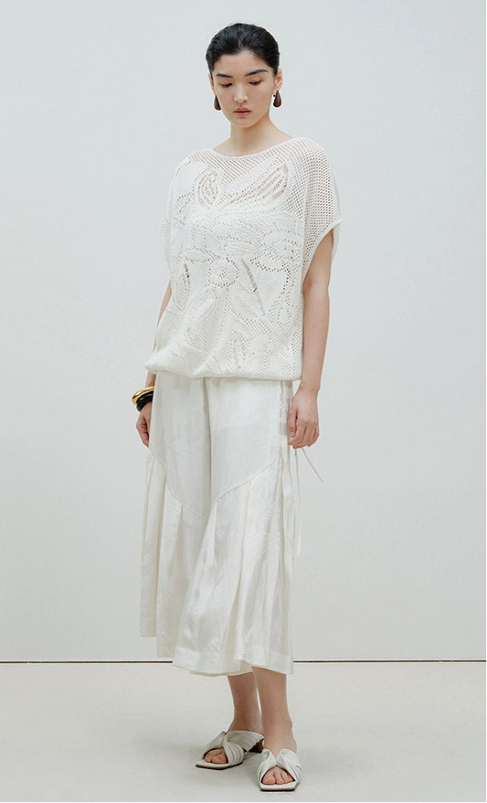 ZHUCHONGYUN summer white loose long wide-leg pants--NATSUKI.