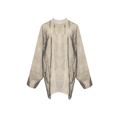 TUYUE Mixed Gray Ancient Style One-Piece Tailoring Knitted Collar Silhouette Top-ELIJAH.