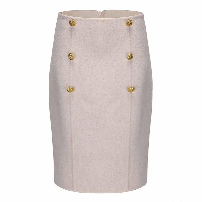ATELIER MISS LU Fall/Winter cut-out double-breasted wool tweed skirt - DORCAS