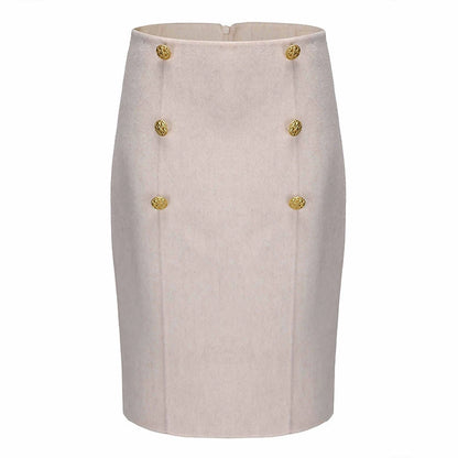 ATELIER MISS LU Fall/Winter cut-out double-breasted wool tweed skirt - DORCAS