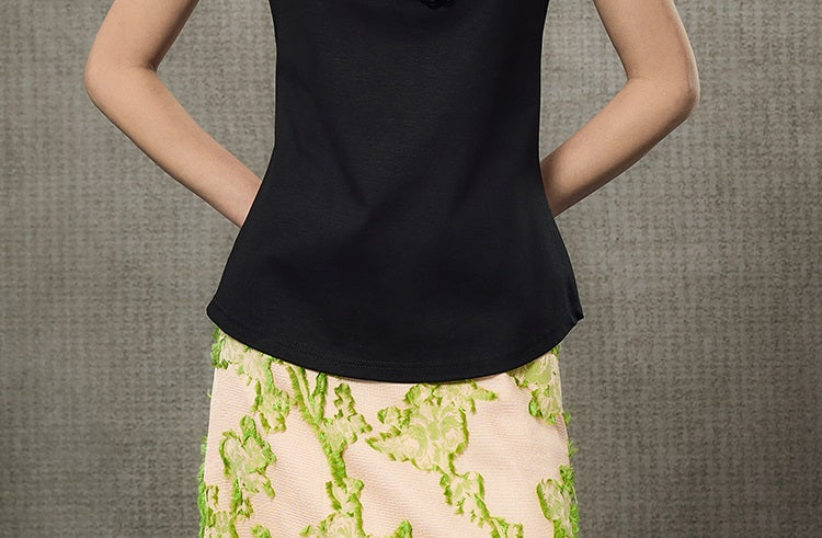 HECO Short Rose Sleeveless Mandarin Neckline Top - PRINCESS.