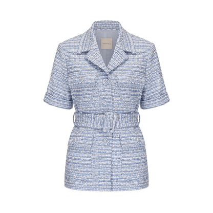 ATELIER MISS LU Adjustable Belt Fragrance Short Sleeve Top - MOSESS.