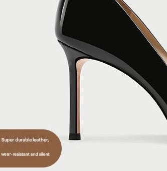Pjjuu Black Patent Leather Pointed Toe Stiletto Pumps - Daniel Patent