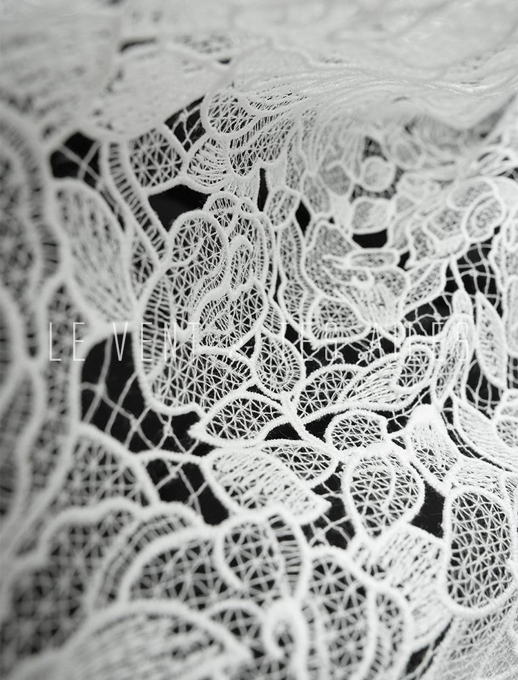 LE VENT&TES AILES French embroidery lace elegant A-line fill skirt-ESME