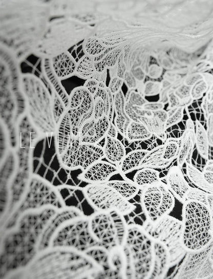 LE VENT&TES AILES French embroidery lace elegant A-line fill skirt-ESME