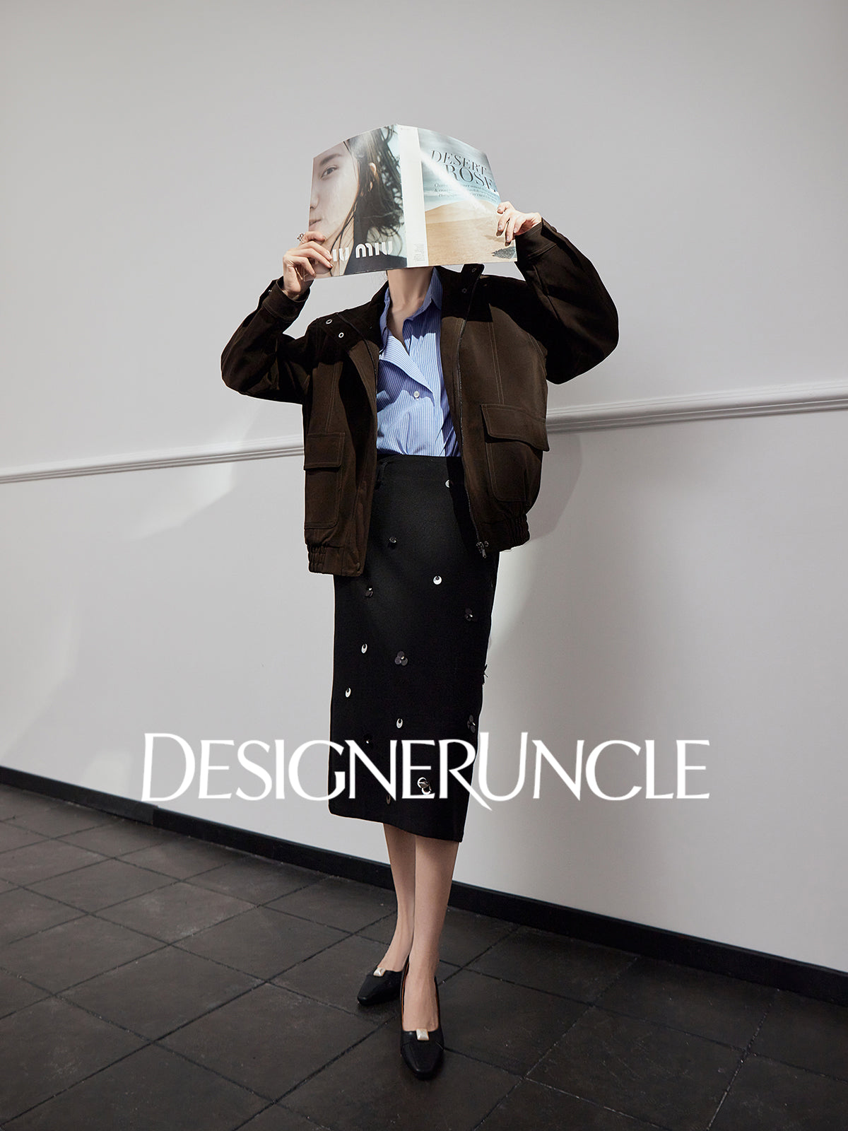 DGU|Dark Coffee Top Women's Autumn New High-end Retro Loose Slimming Versatile Casual Top - STICK ?