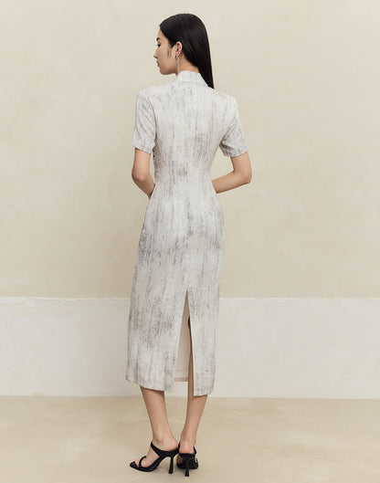 HECO old texture linen midi dress women - dome.