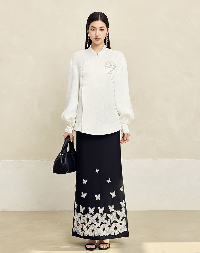 HECO Vinegar Peony Handmade Beaded Embroidered Tops Women - MERCY.