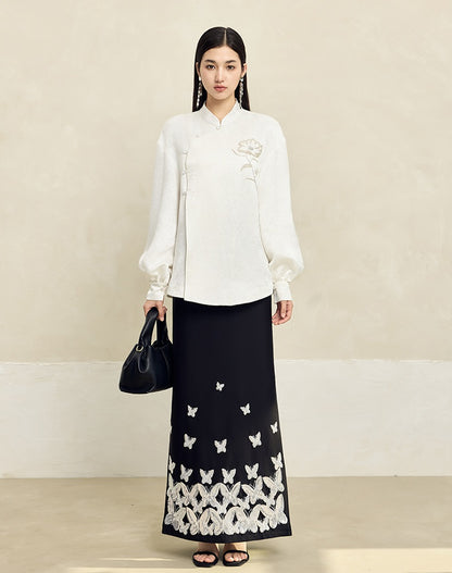 HECO Vinegar Peony Handmade Beaded Embroidered Tops Women - MERCY.