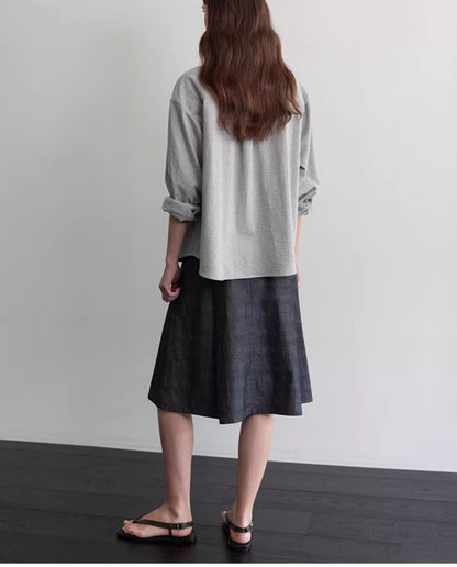 Nothing Written long short sleeve t-shirt cotton shirt-IVY!