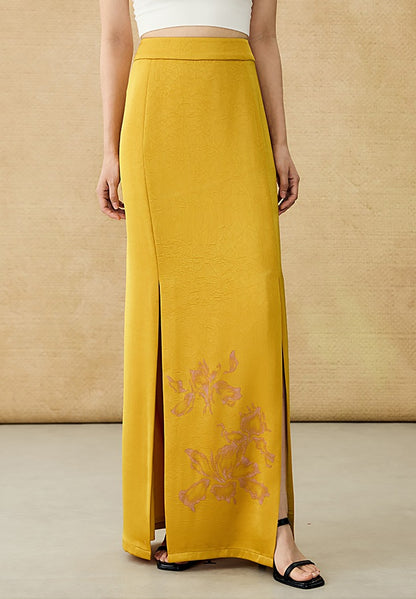 HECO summer high-waisted straight hip slit long skirt - KRISTOFF.