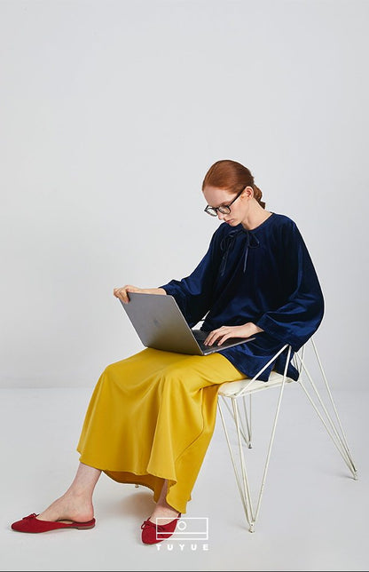 TUYUE Yellow Irregular High Slit Mermaid Skirt - ELENA.