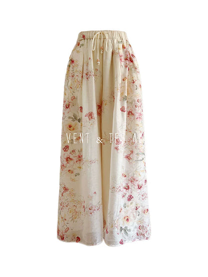 LE VENT&TES AILES Floral-print off shoulder top Skirt trousers set-RINA.
