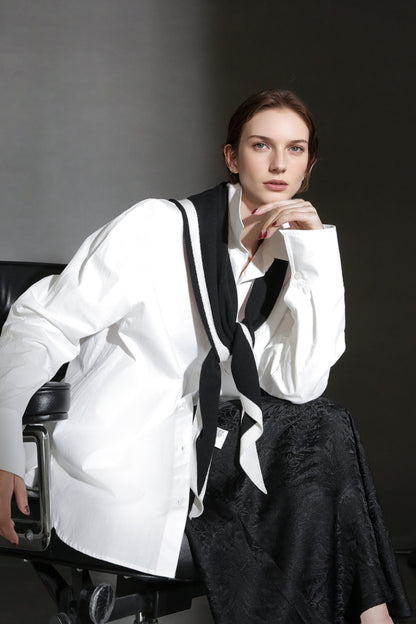 PIAOIN minimalist silhouette commuter shirt oversize versatile loose luxury -COX.