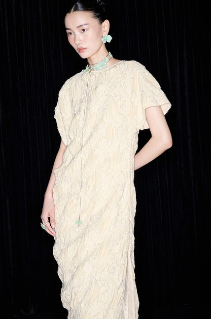 M essential Mackay designer Prima Jacquard irregularly cut short-sleeved dress - rebel.