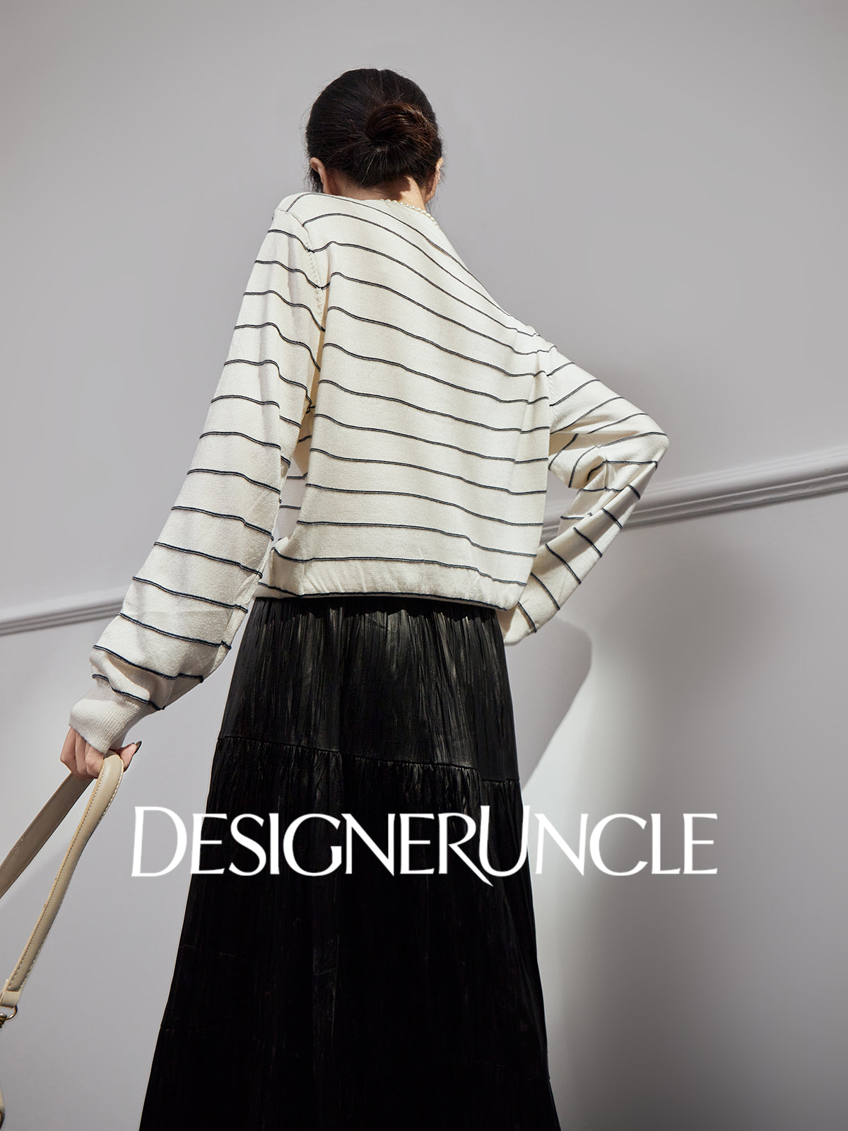 DGU |Off-white striped knitted striped cardigan luxury design top - POTEN.