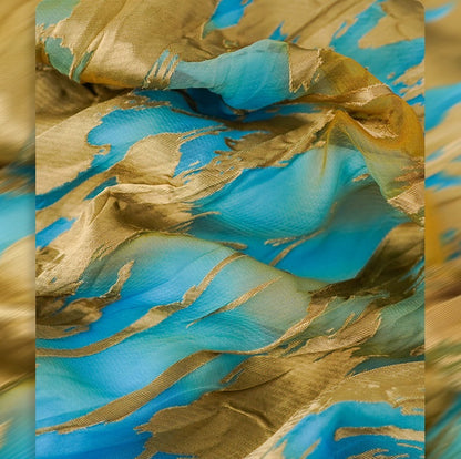 HECO Chinese style devored flower suspender dress - SKY.