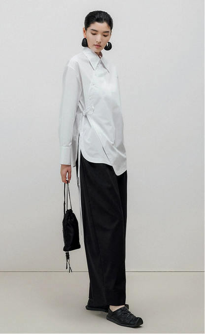ZHUCHONGYUN white classic lapel long sleeve shirt-SHINJI.
