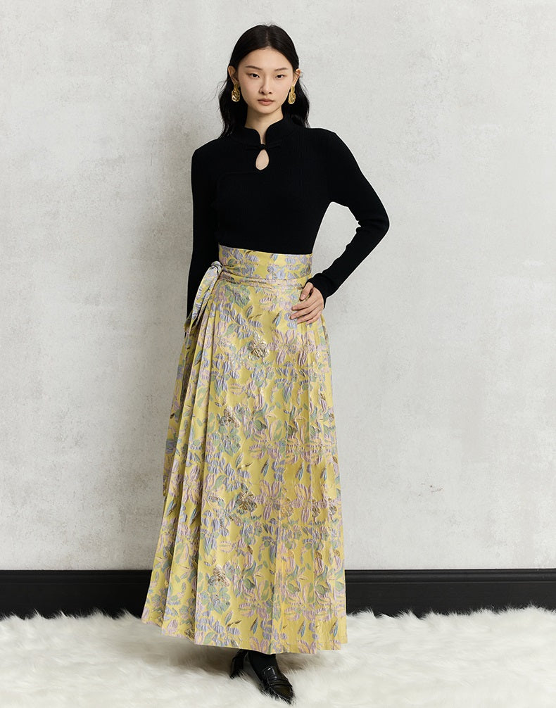 HECO Cheongsam Collar Hollow Buckle red black apricot Knitwear Slim Bottom - whom.