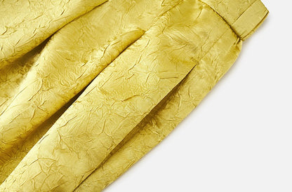 ZHUCHONGYUN loose tapered gold wrinkled satin trousers and top set--RIRI