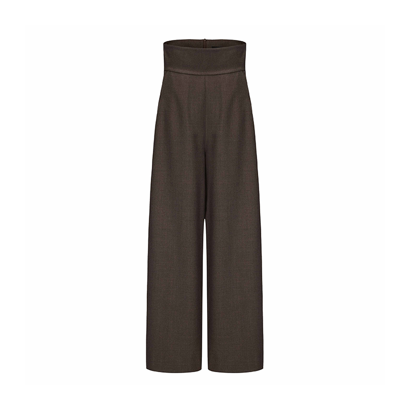 ATELIER MISS LU Cotton Wool Wide-leg Pants - PEPPER