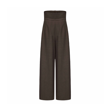 ATELIER MISS LU Cotton Wool Wide-leg Pants - PEPPER