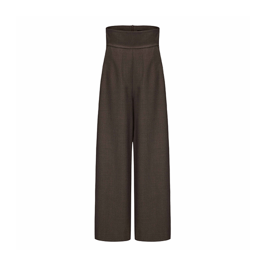 ATELIER MISS LU Cotton Wool Wide-leg Pants - PEPPER