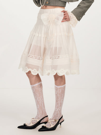 FAME openwork court-style organza embroidered skirt - JAXON