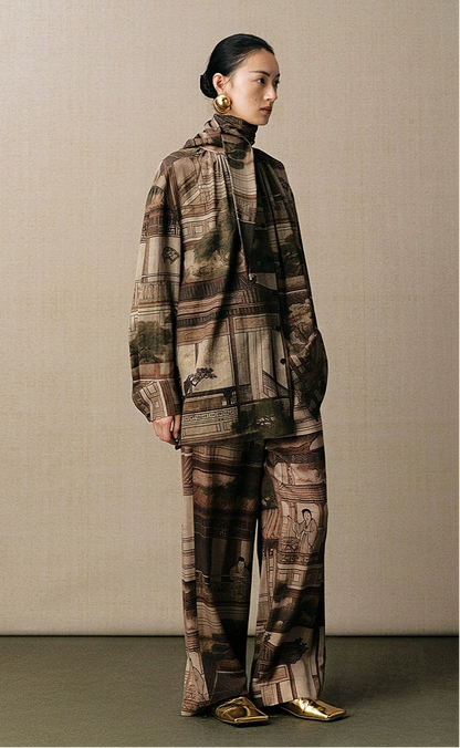 ZHUCHONGYUN landscape print loose straight shirt top-APATEU.