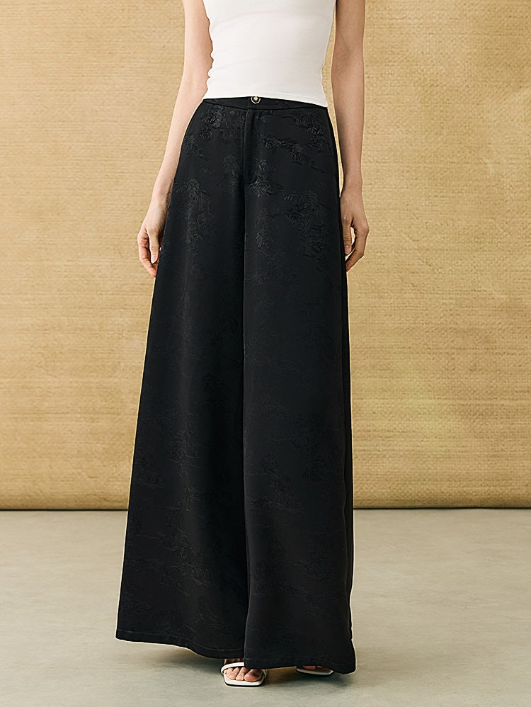 HECO Chinese high-end acetate jacquard drape slimming trousers - QUEEN.