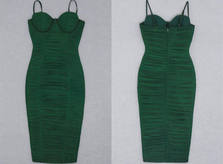 DOLLY Luxury V-Neck Sleeveless Pleated Slim Fit Hip Hug Midi Date Dress-PHILO