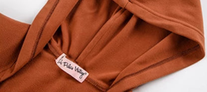 Le Palais Vintage Golden Brown Maillard hooded wide-shouldered slim-fitting pleated hip wrap KIM