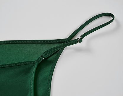 COMME MOI Lv Yan Designer Spring Women's Acetate V-Neck Green Suspenders - CLARA.