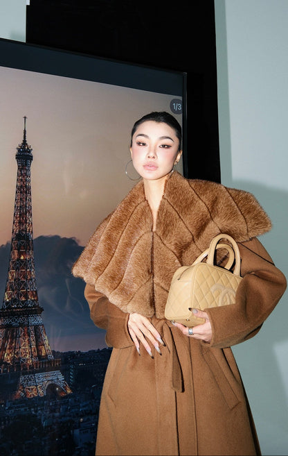 MEI SANGUAN fur collar retro woolen jacket - TYLER