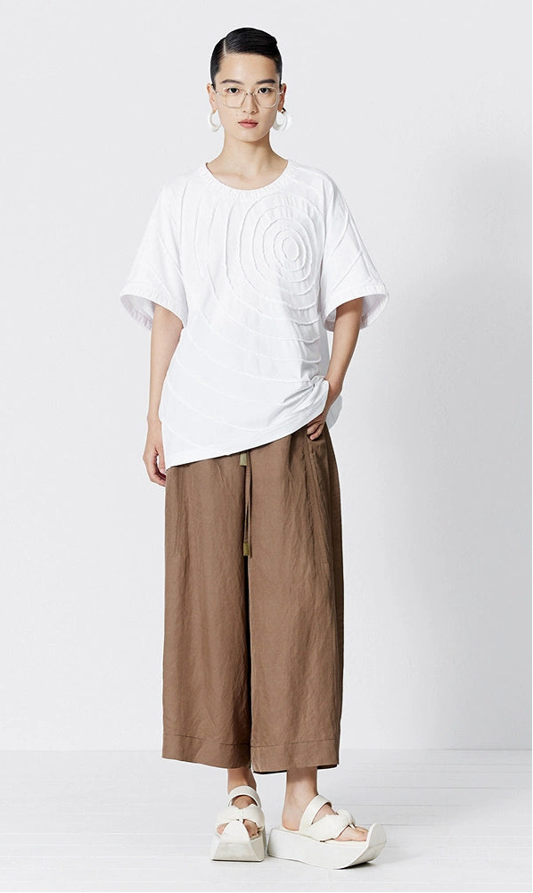 ZHUCHONGYUN Three-Dimensional Loose Dropped Shoulder Crew Neck T-Shirt-AKIRA.