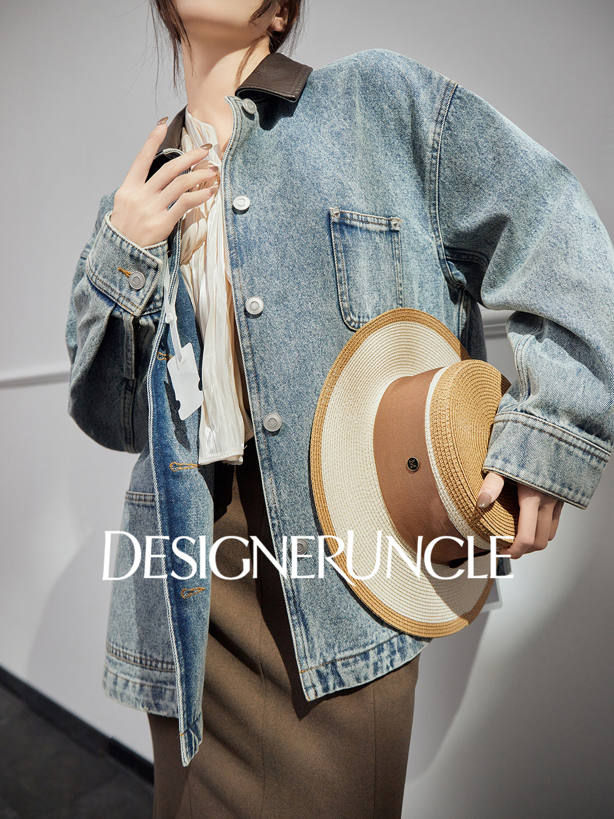 DGU|Denim Blue Retro Lapel Workwear Short Light Luxury Niche Top Jacket - Robert.