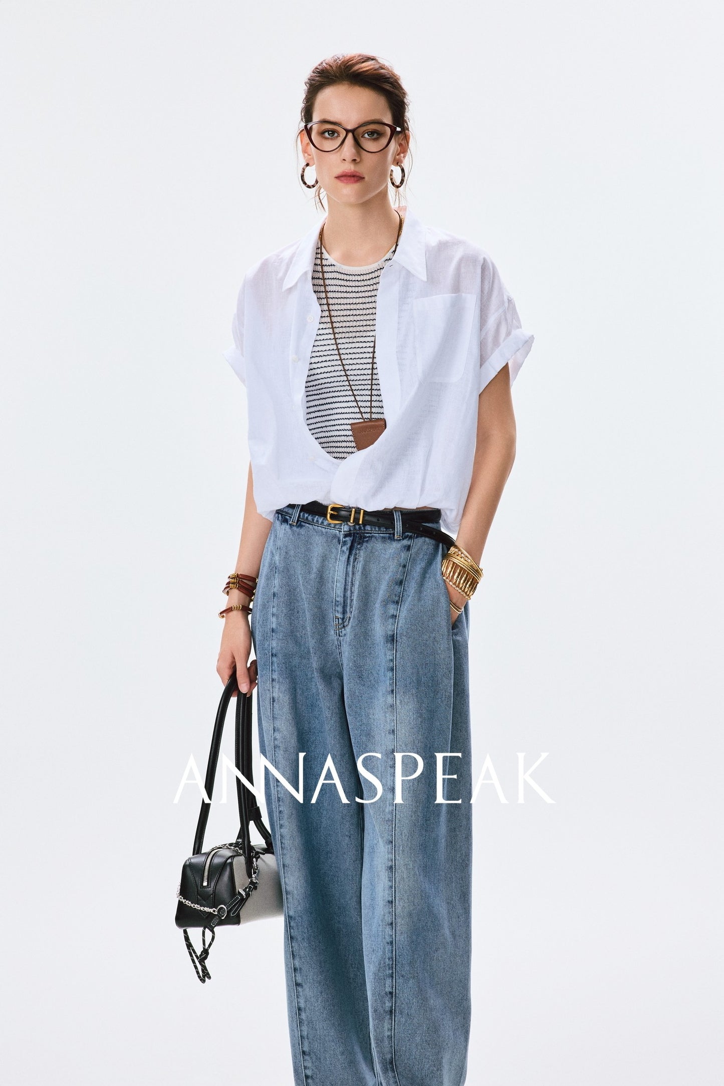 ANNASPEAK fashionable  cotton loose jeans-CHISA.