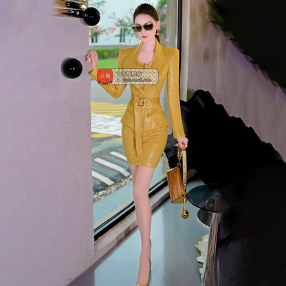 VJE  Two-Piece Jacket Hip Skirt 2-Piece OL Suit Skirt-JUNG.