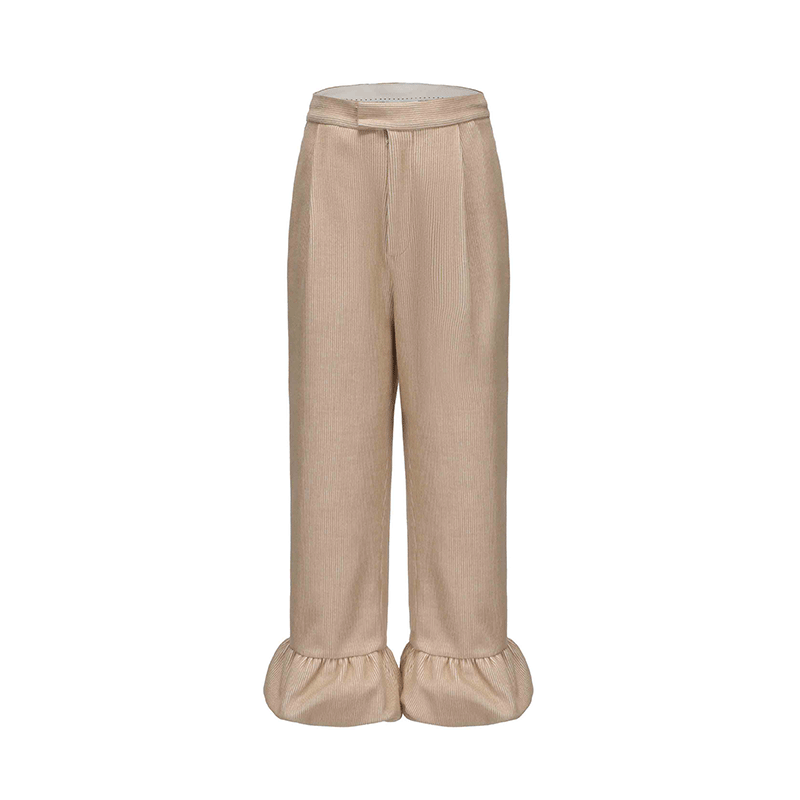 ATELIER MISS LU fall/winter bud hem straight wool corduroy pants - LENORA