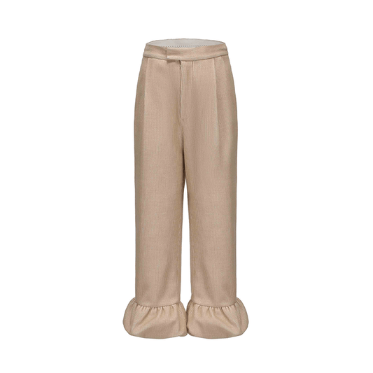 ATELIER MISS LU fall/winter bud hem straight wool corduroy pants - LENORA