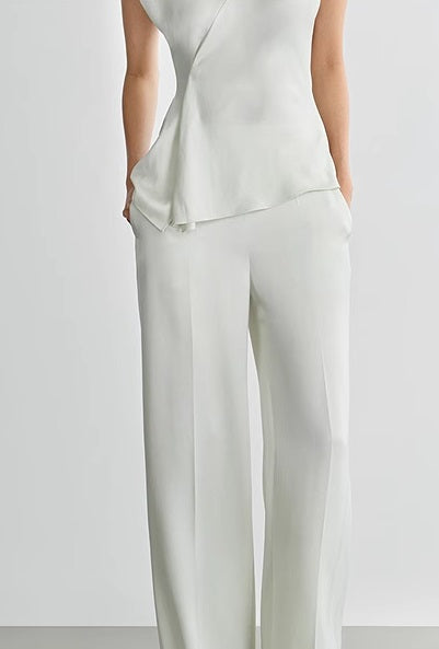 COMME MOI  Acetate Straight Leg green Pants - EMMA.