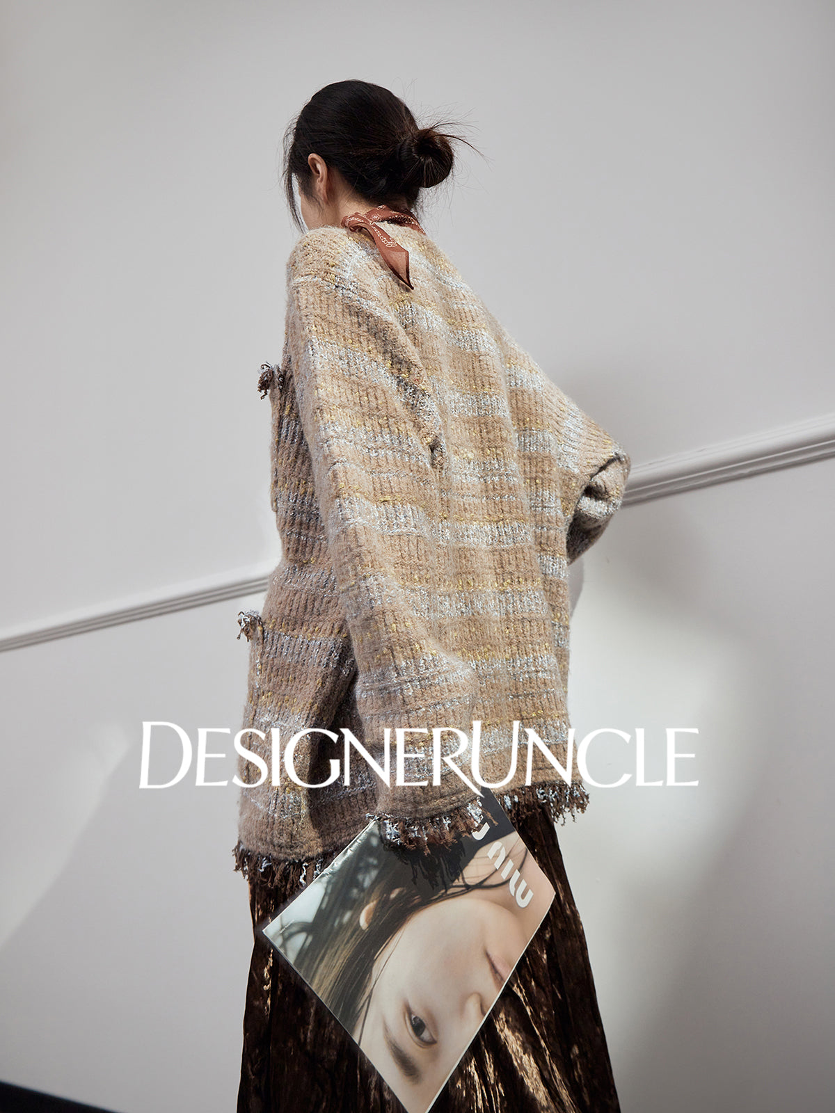 DGU "Twilight" black cardigan lazy style French retro versatile slimming top - DARCY.