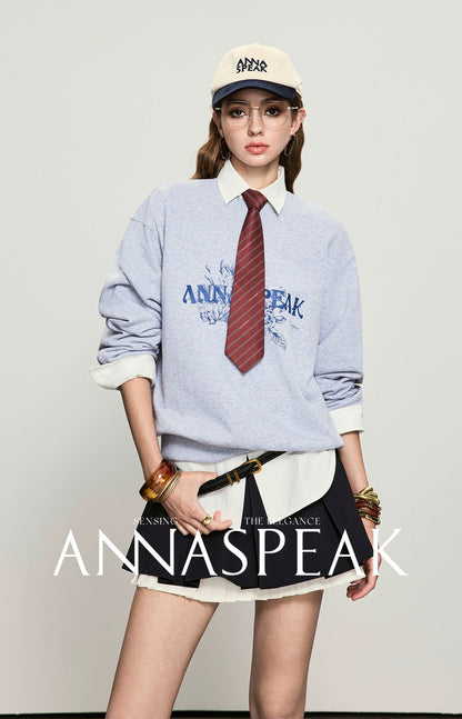ANNASPEAK crew neck mottled distressed printed sweatshirt-PAMP.