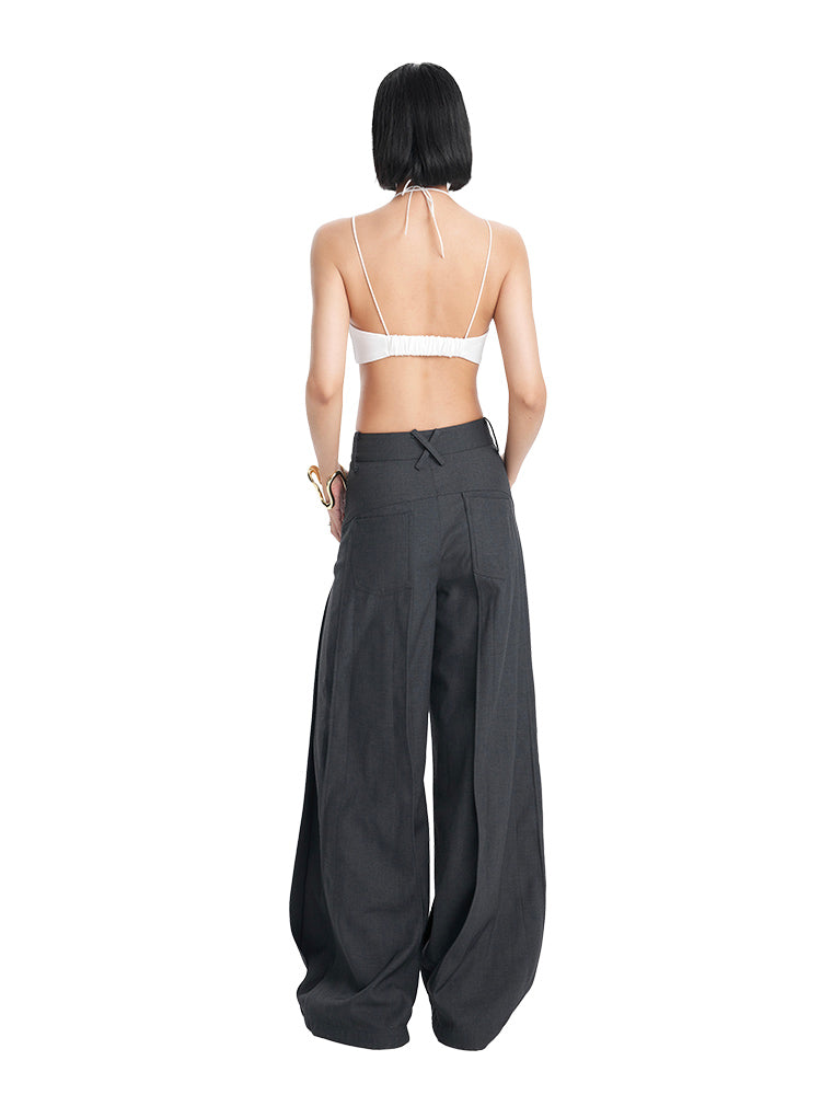 TINYIN heavy work patchwork wide-leg versatile black pants -GASSY